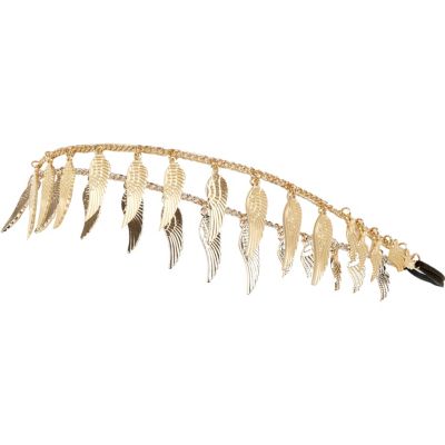 Gold tone angel wing hair band 