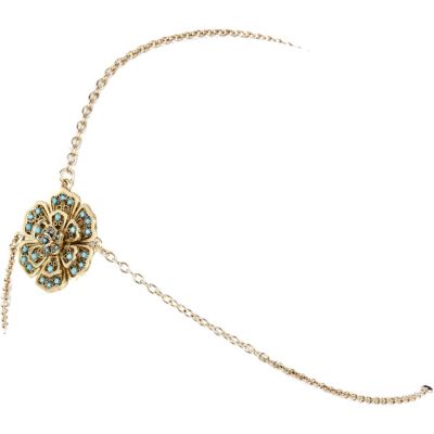 Gold tone flower hair chain