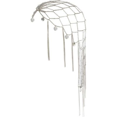 Silver tone hair chain