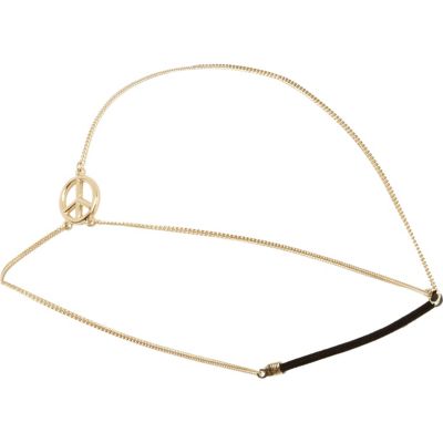 Gold tone peace hair chain