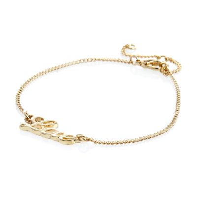 Gold tone ditsy love pendant bracelet