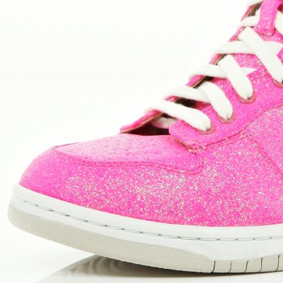 Pink glitter metallic mid top trainers