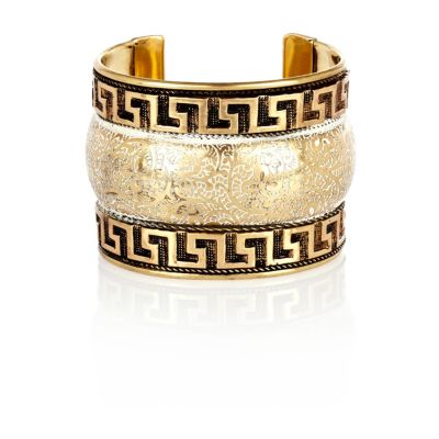 Gold tone tribal detail cuff