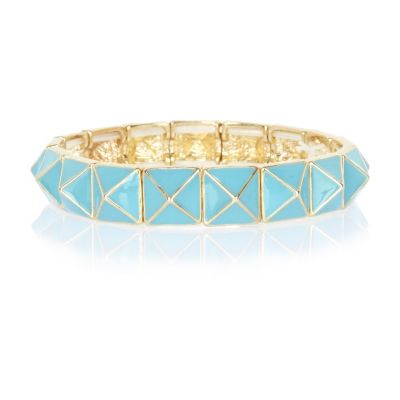 Turquoise enamel stud stretch bracelet