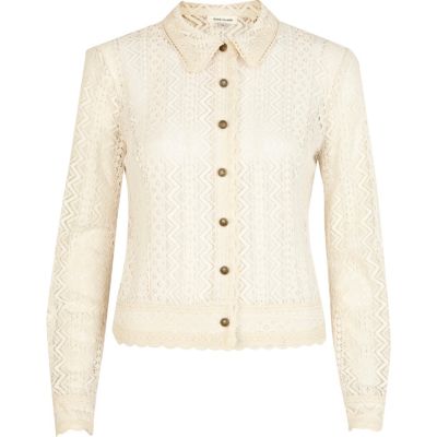 Cream Victoriana lace shirt
