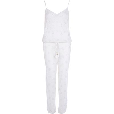 Cream Pacha embellished cami jumpsuit
