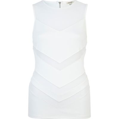 White mesh insert scuba top