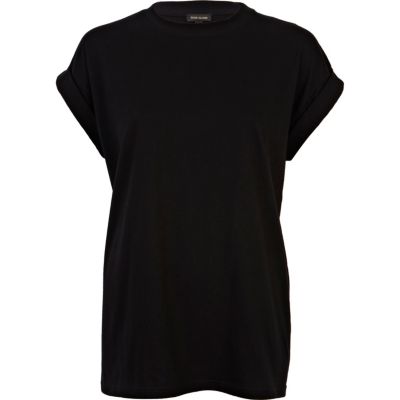 Black oversized longline boyfriend t-shirt