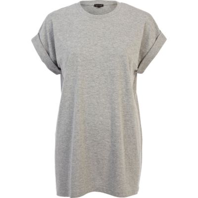 Grey oversized longline boyfriend t-shirt