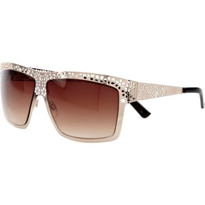 Gold tone filigree visor sunglasses