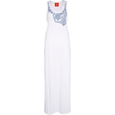 Cream Pacha embroidered maxi dress 