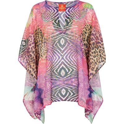 Pink Pacha mixed animal print kaftan