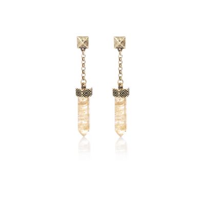 Gold tone semi-precious stone drop earrings