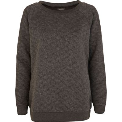Grey quilted oversized sweatshirt
