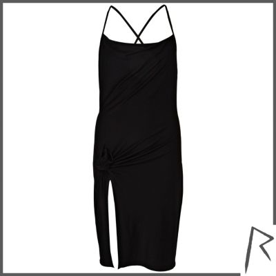 Black Rihanna knot front cami dress