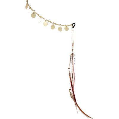 Brown coin feather head band