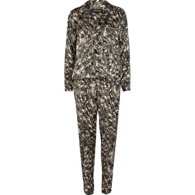 Green camo print boiler suit
