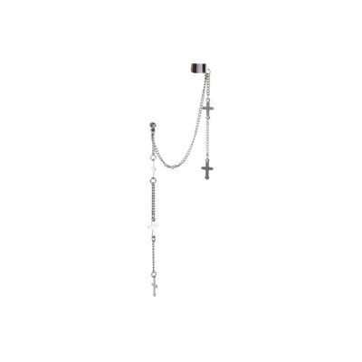 Silver tone cross dangle earcuff