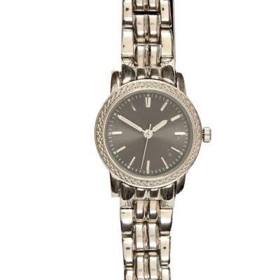 Silver tone metal sports bracelet watch