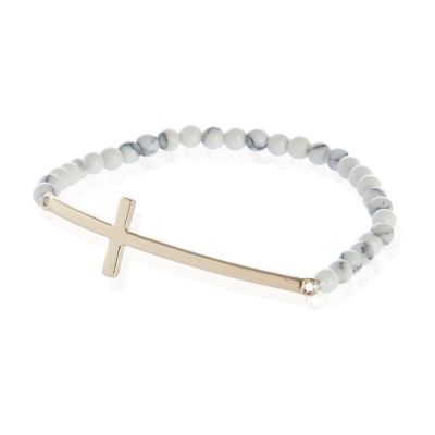 White skinny cross beaded bracelet