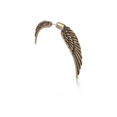Gold tone angel wing double spike earring