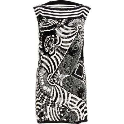 Black beaded embellished shift dress