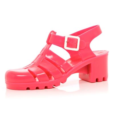 Pink block heel JuJu jelly sandals