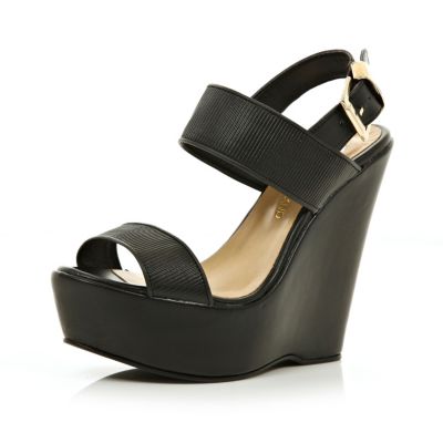 Black platform wedges
