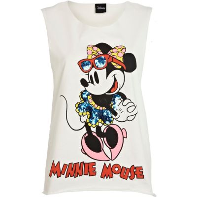 White Minnie Mouse sequin tank top