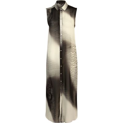 Black zig zag print maxi skirt dress