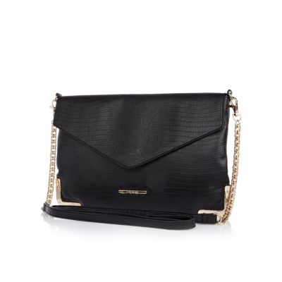 Black snake flap over cross body bag 