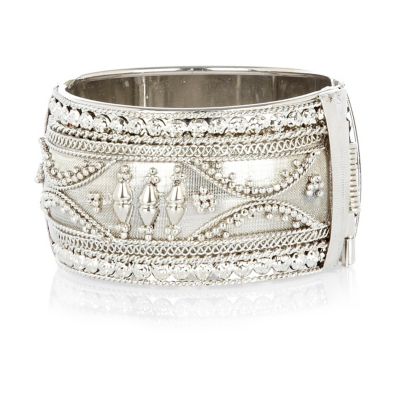 Silver tone eastern embellished bracelet
