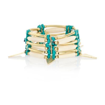 Cream triangle bead stretch bracelet