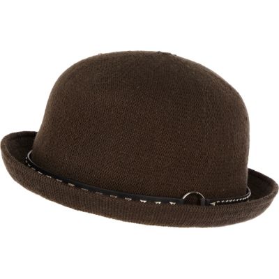 Khaki green soft bowler hat 
