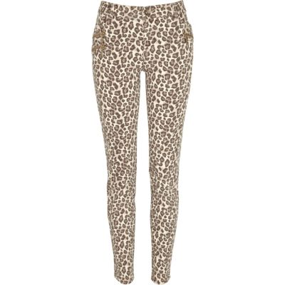 Brown leopard print skinny trousers 