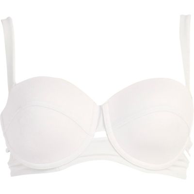 White cut out bustier bikini top