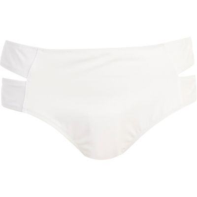White cut out side bikini bottoms