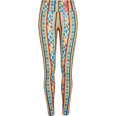 Pink aztec print high waisted leggings