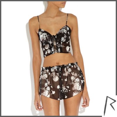Black Rihanna floral print crop top