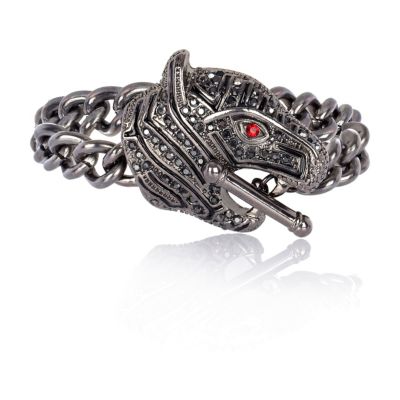 Silver tone tiger T bar bracelet