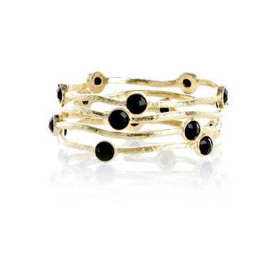 Black gem stone bangle pack