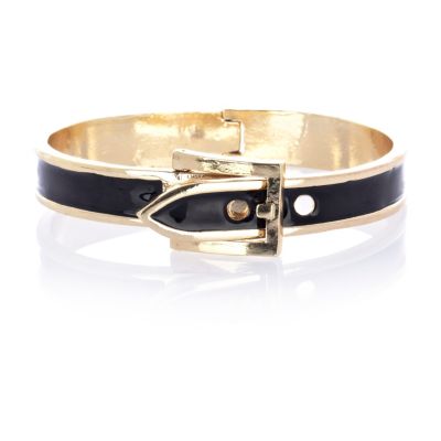 Black enamel belt buckle bracelet