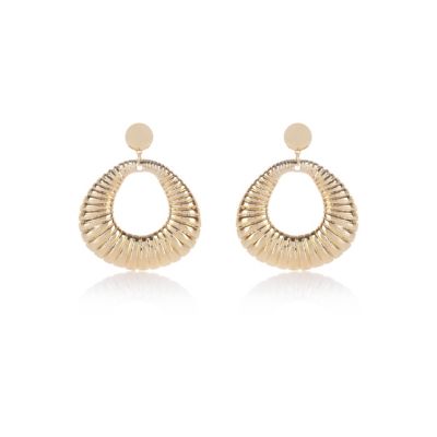 Gold tone oversized oval hoop earrings