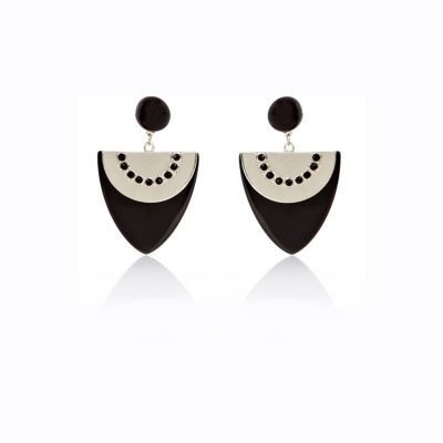 Black resin tusk drop earrings