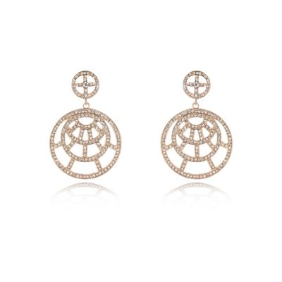 Gold tone diamante circle earrings