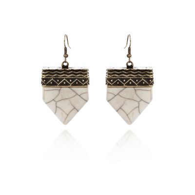 Cream semi-precious stone drop earrings