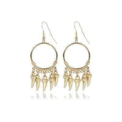 Gold tone tusk hoop earrings