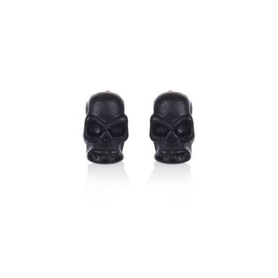 Black small skull stud earrings