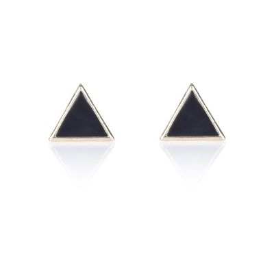 Black triangle stud earrings