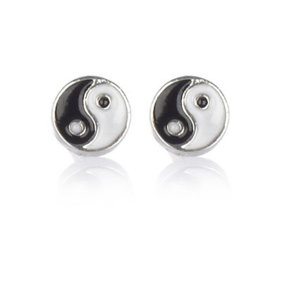 Black ying yang stud earrings